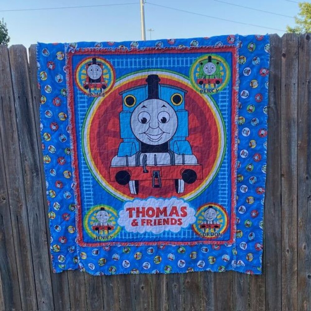 Thomas & Friends Fabric Quilted Blanket Throw Train Railroad Engine Reversible